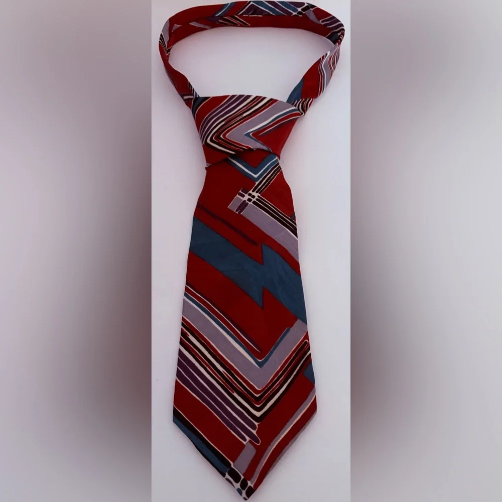 J.T. Beckett Multicolor Geometric Pattern Men’s 100% Imported Silk NeckTie